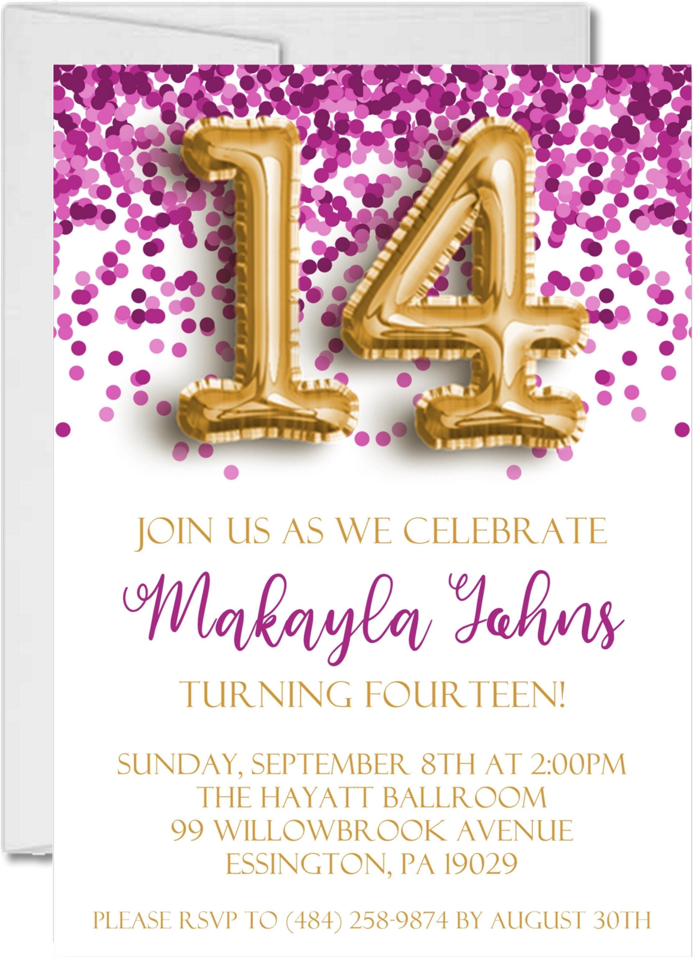 Purple Confetti Teen Birthday Party Invitations