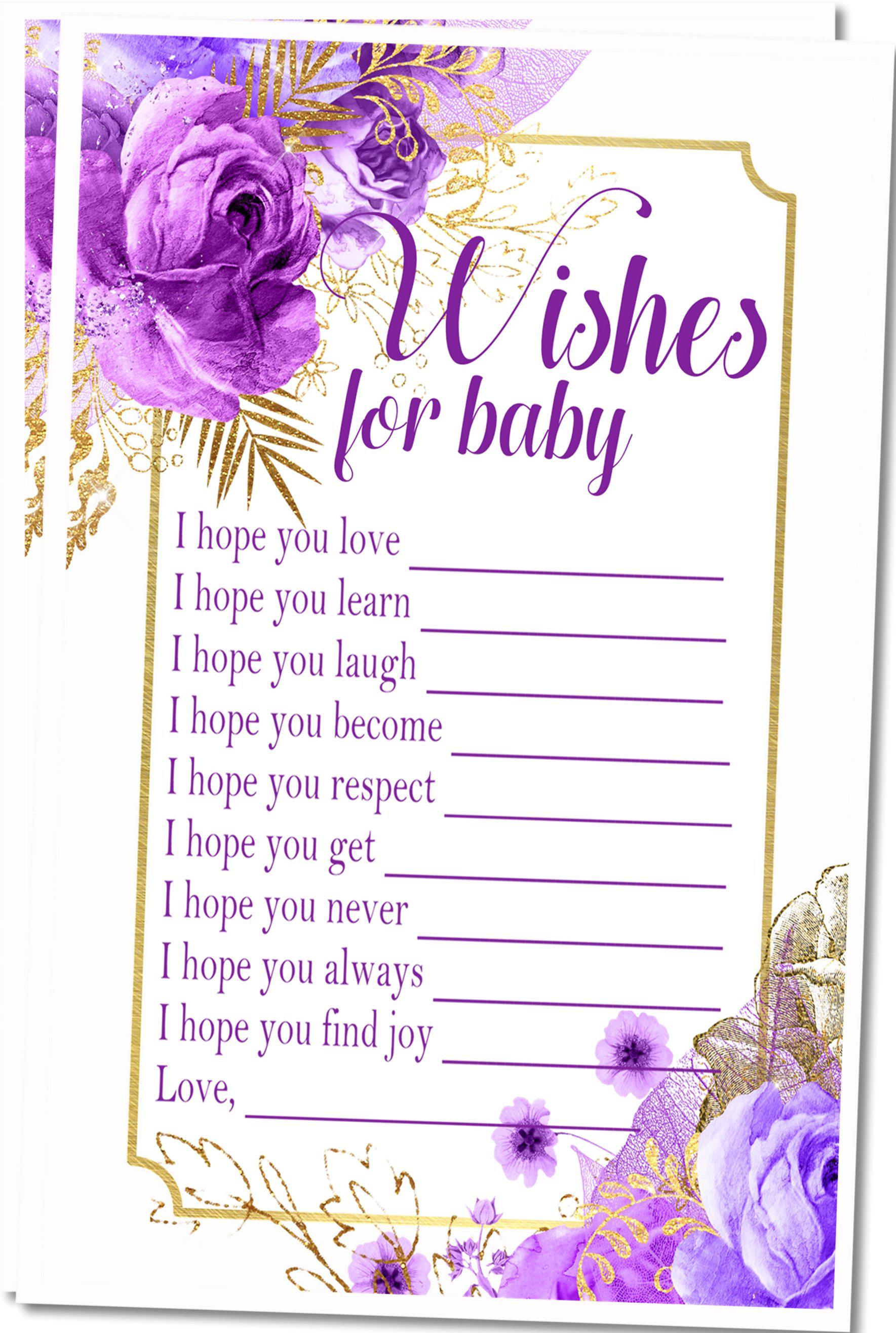 Purple Floral Baby Wish Cards