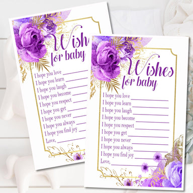 Purple Floral Baby Wish Cards