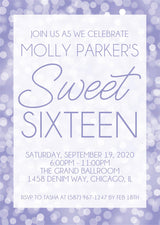 Purple Sweet 16 Party Invitations