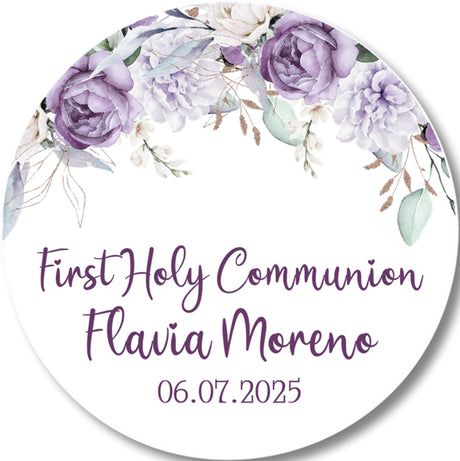 Purple lavender communion sticker label