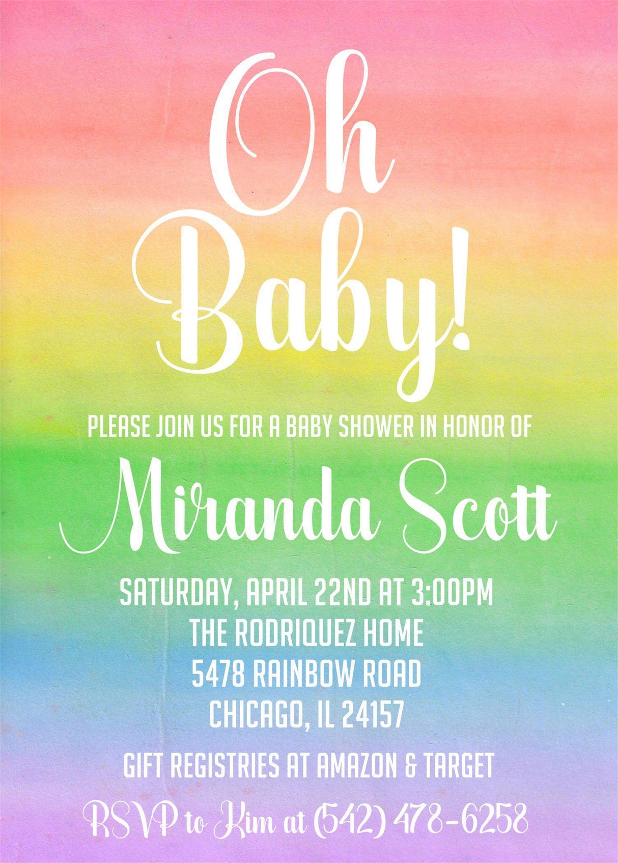 Rainbow Baby Shower Invitations