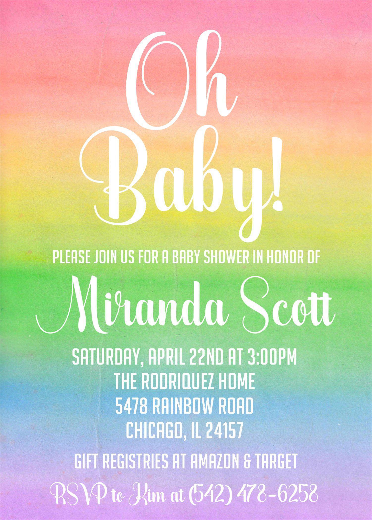 Rainbow Baby Shower Invitations