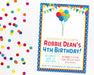 Rainbow Balloon Birthday Party Invitations