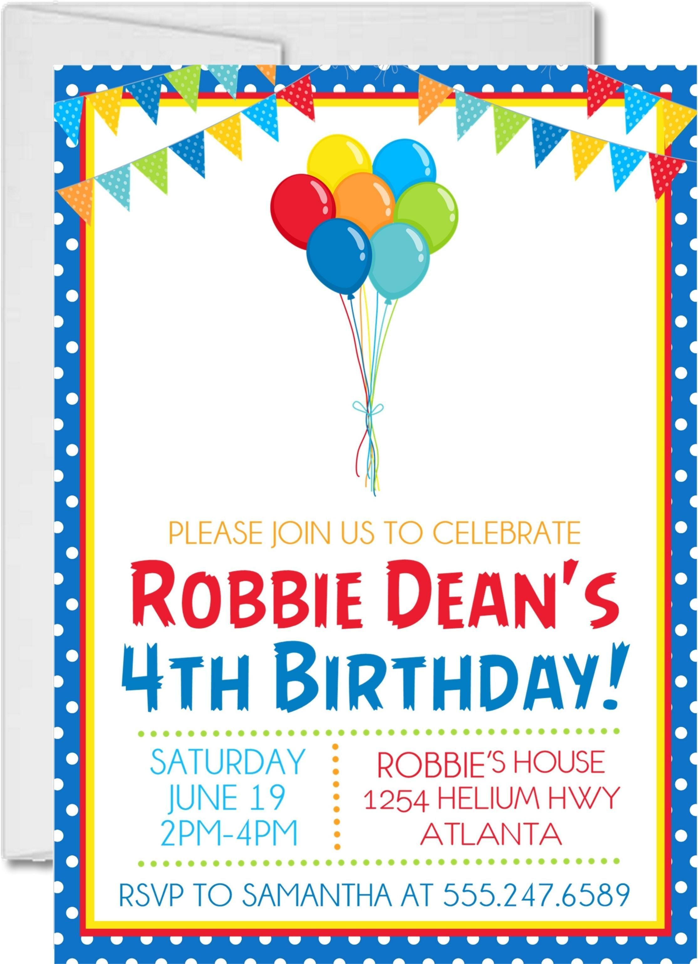 Rainbow Balloon Birthday Party Invitations