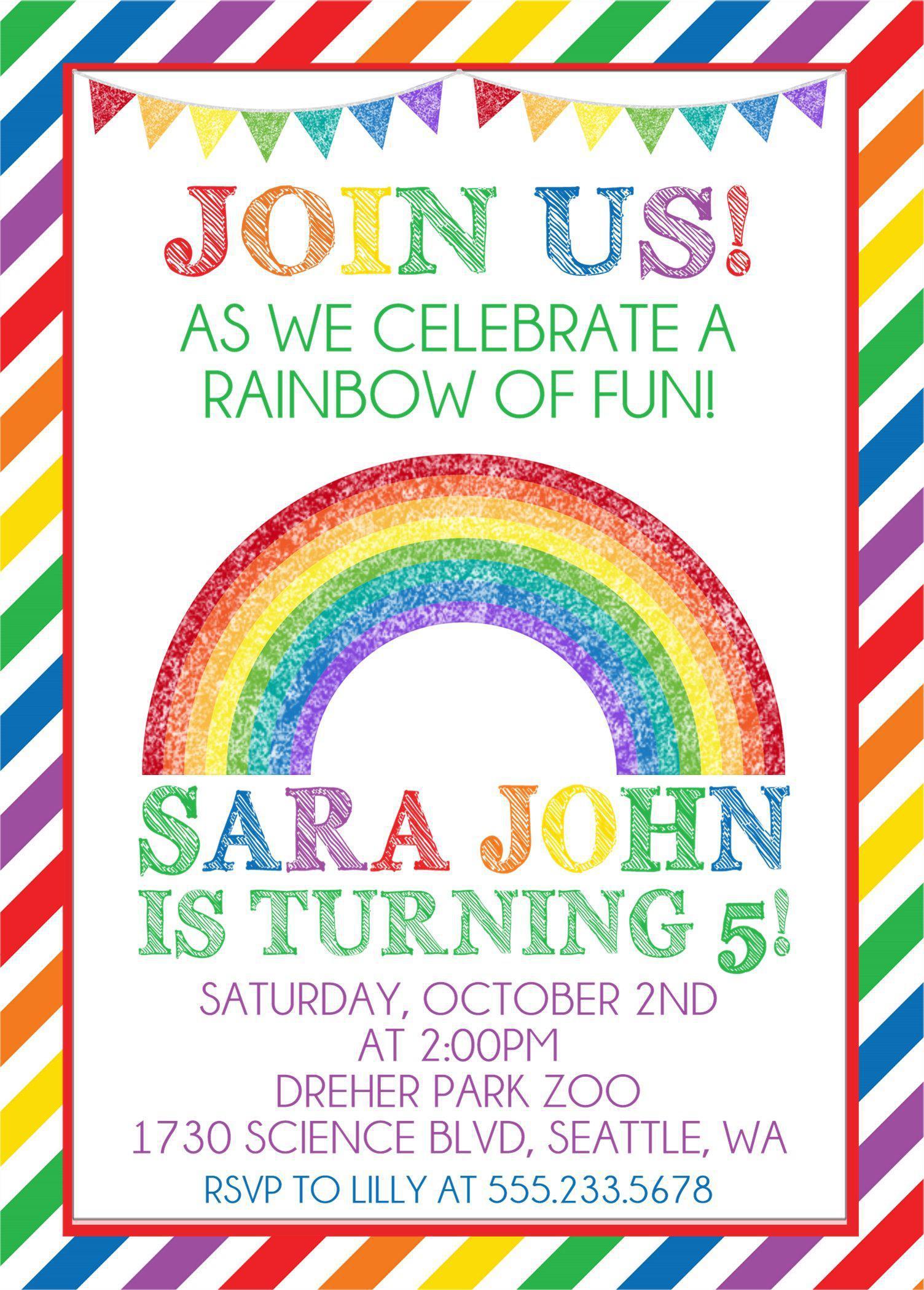 Rainbow Birthday Party Invitations