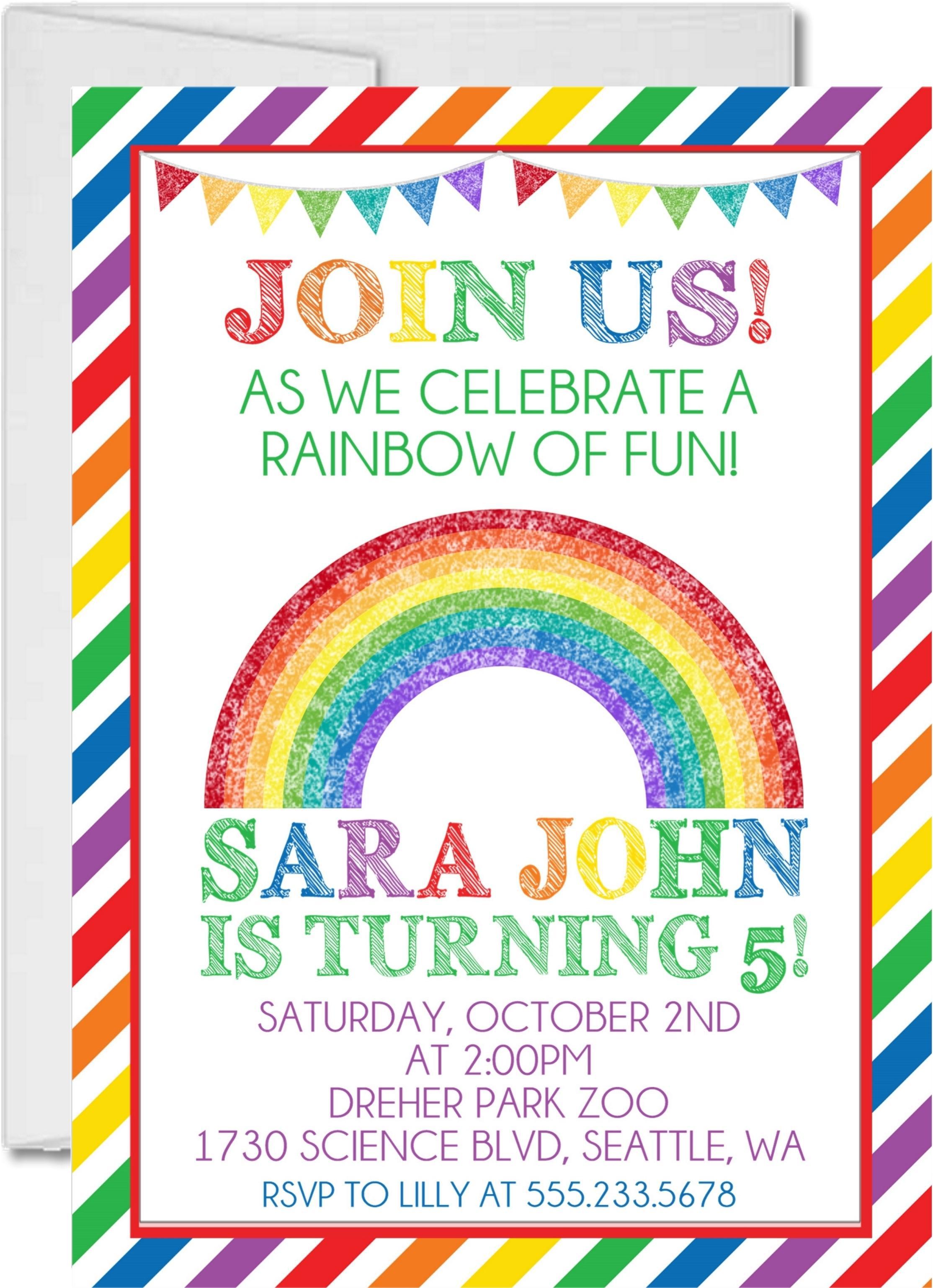 Rainbow Birthday Party Invitations