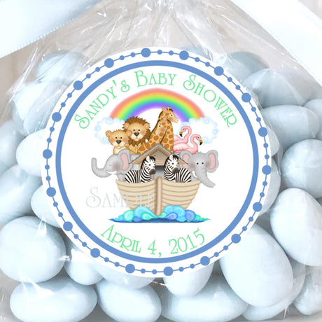Rainbow Noah’s Ark baby shower sticker