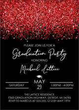 Red And Black Graduation Party Invitations