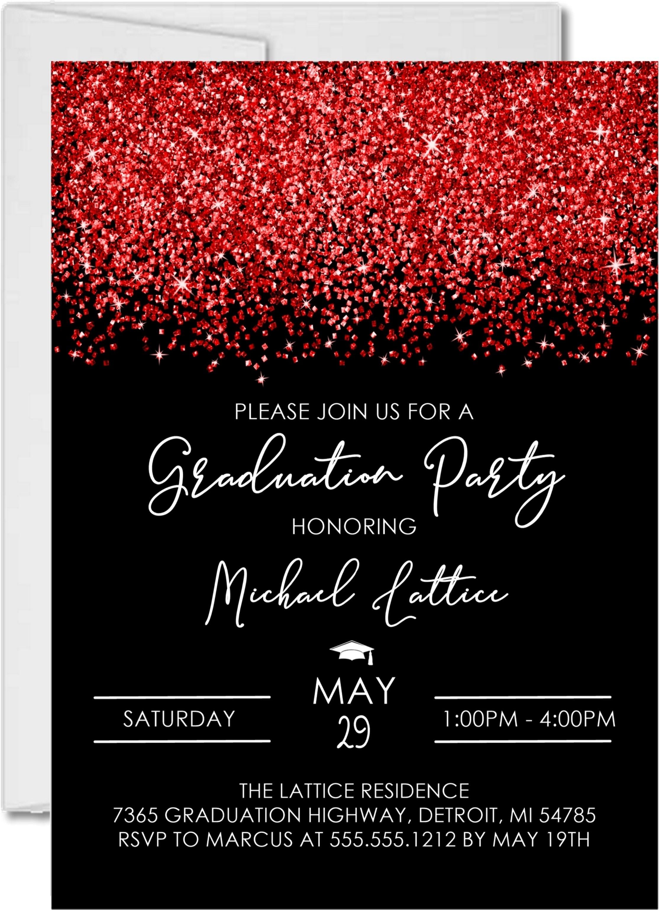 Red And Black Graduation Party Invitations