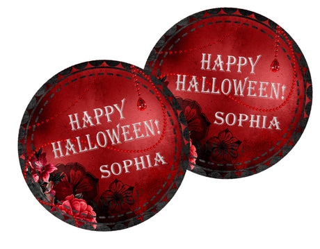 Red And Black Halloween Stickers or Favor Tags