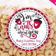 Red and black acorn Galentine sticker label