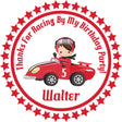 Red boys race car birthday sticker