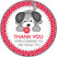 Red grey puppy dog birthday party sticker favor label