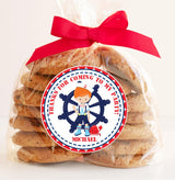 Red hair boys nautical birthday sticker