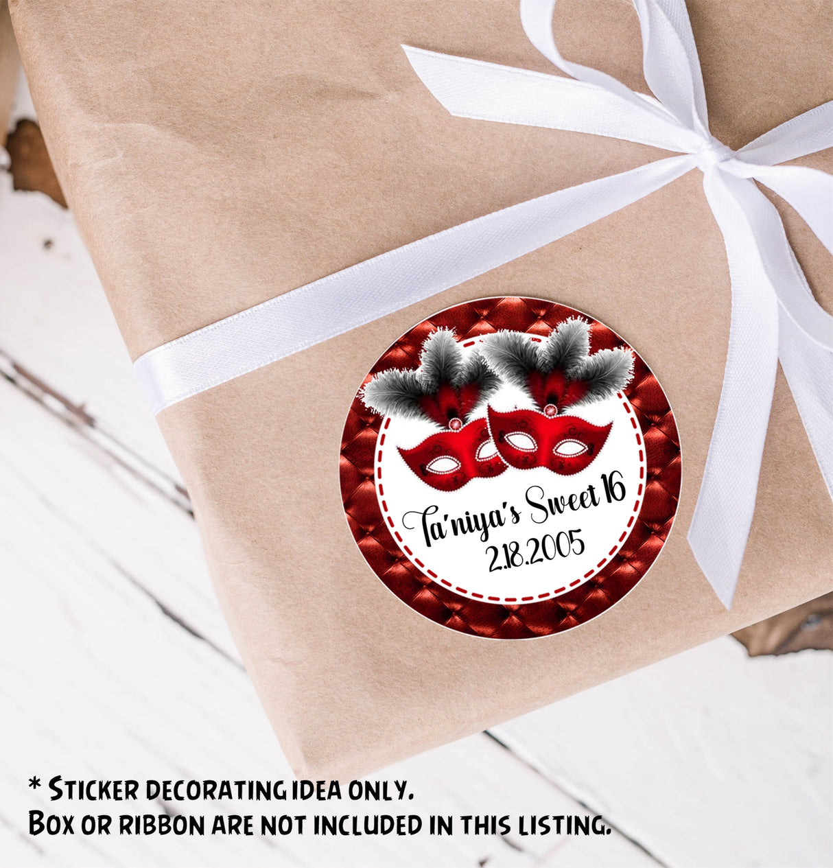 Red masquerade birthday sticker