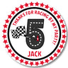 Red racetrack birthday party stickers