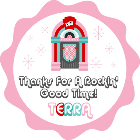 Retro diner themed birthday label