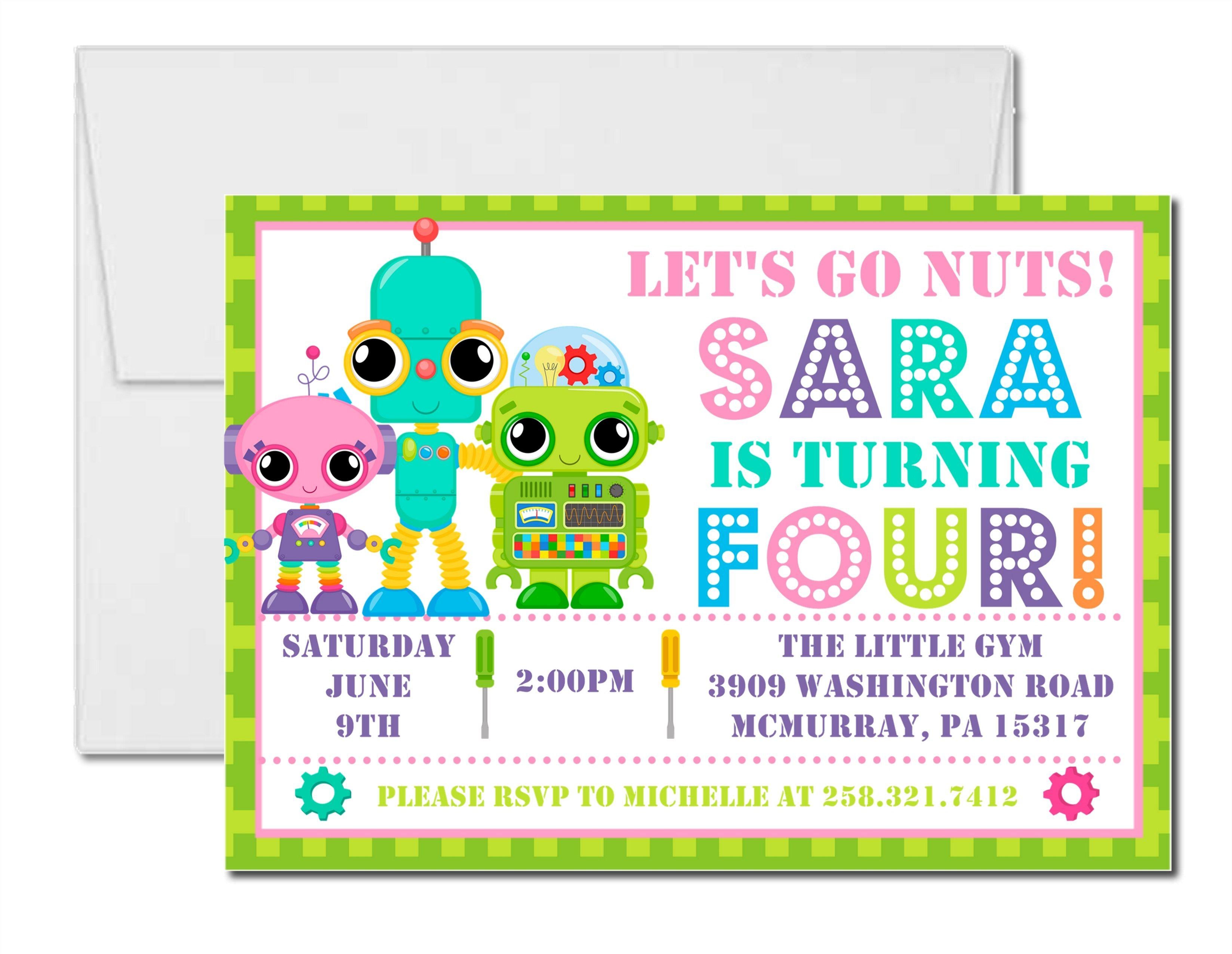 Robot Birthday Party Invitations