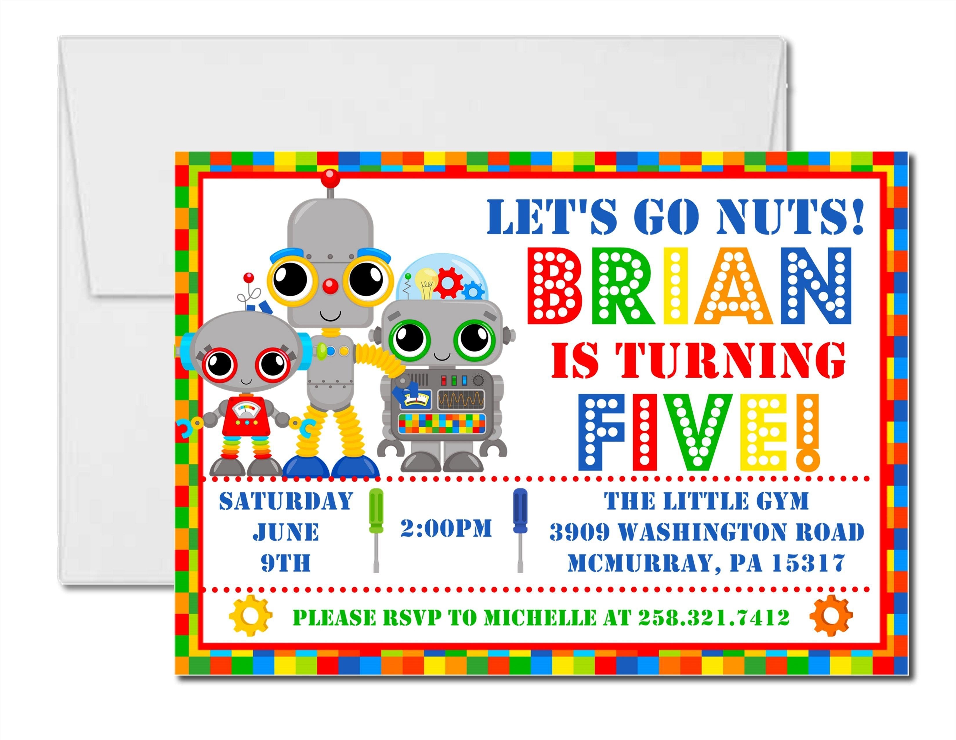 Robot Birthday Party Invitations