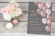 Rose Gold And Grey Balloon Birthday Party Invitations