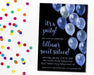 Royal Blue And Black Balloon Sweet 16 Party Invitations