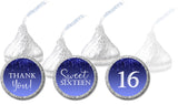 Royal blue sweet sixteen candy stickers set