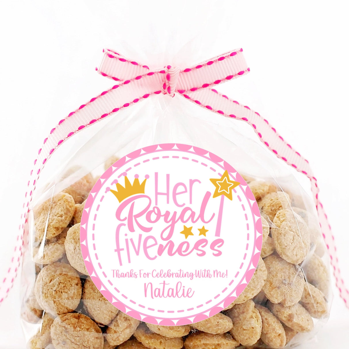 Royal themed girls 5th birthday thank you sticker