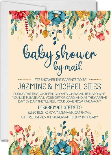 Rustic Wildflower Baby Shower By Mail Invitations