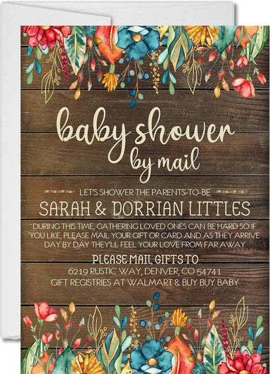 Rustic Wildflower Baby Shower By Mail Invitations