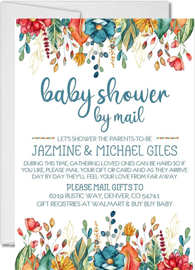 Rustic Wildflower Baby Shower By Mail Invitations