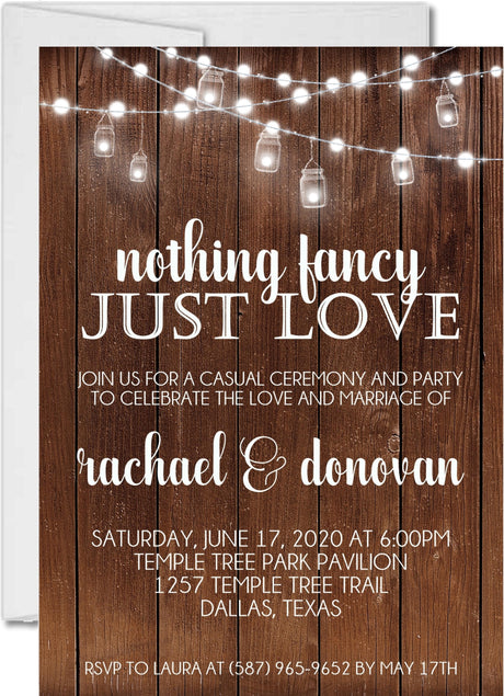 Rustic Backyard Bistro Light Wedding Invitations
