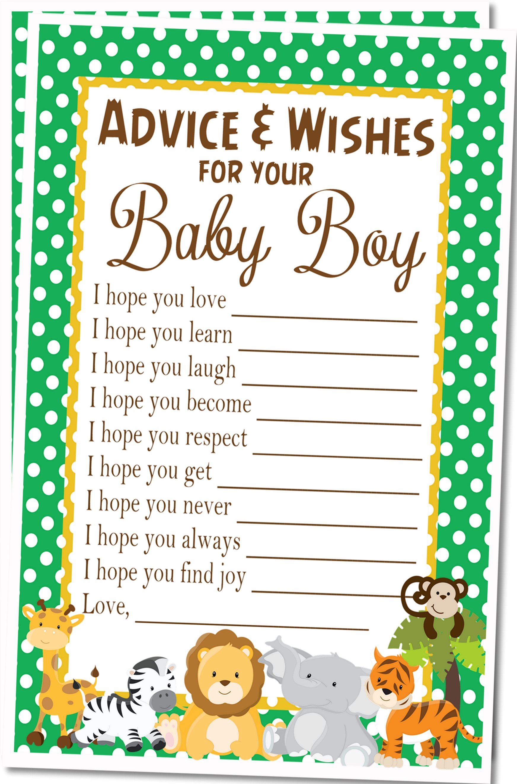 Safari Animal Baby Shower Wish Cards