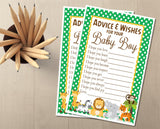Safari Baby Shower Advice Cards Printable