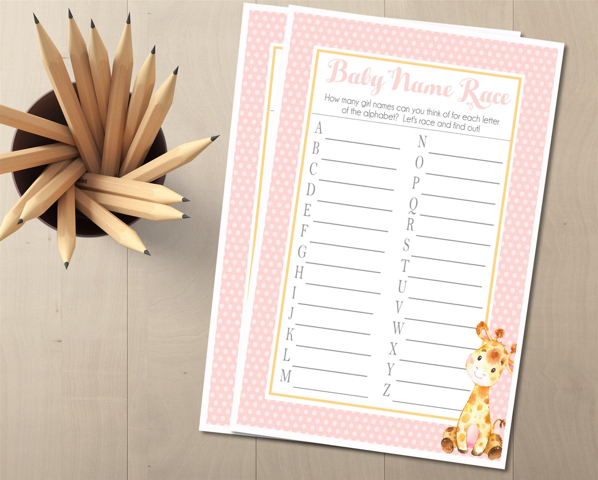 Safari giraffe baby name race PDF