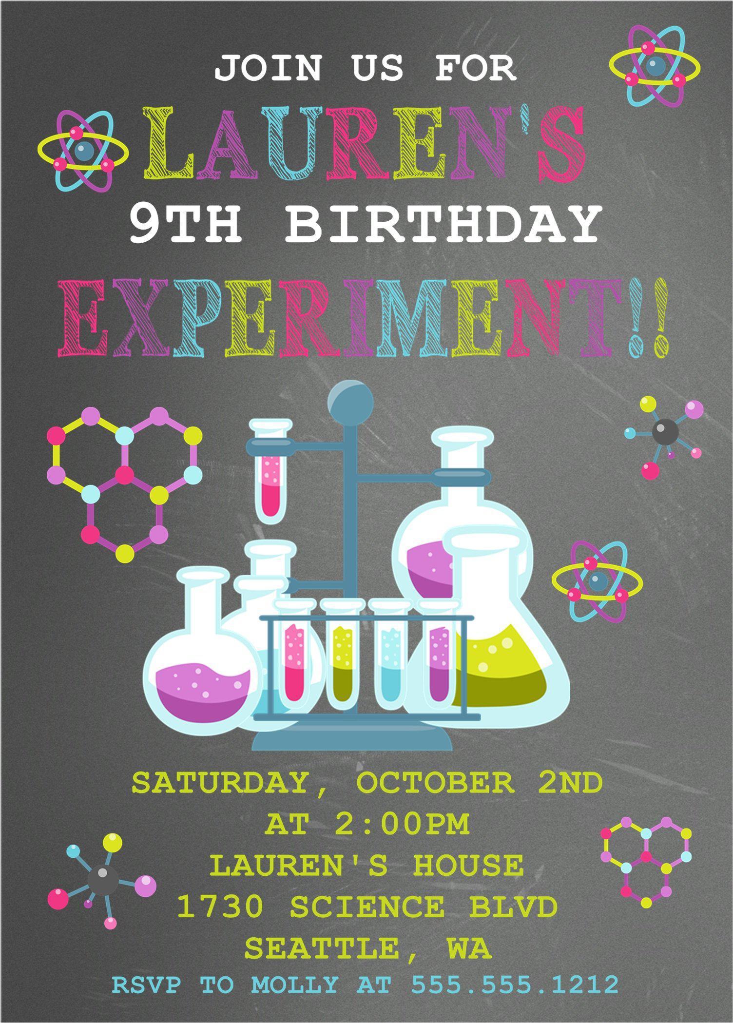 Science Birthday Party Invitations