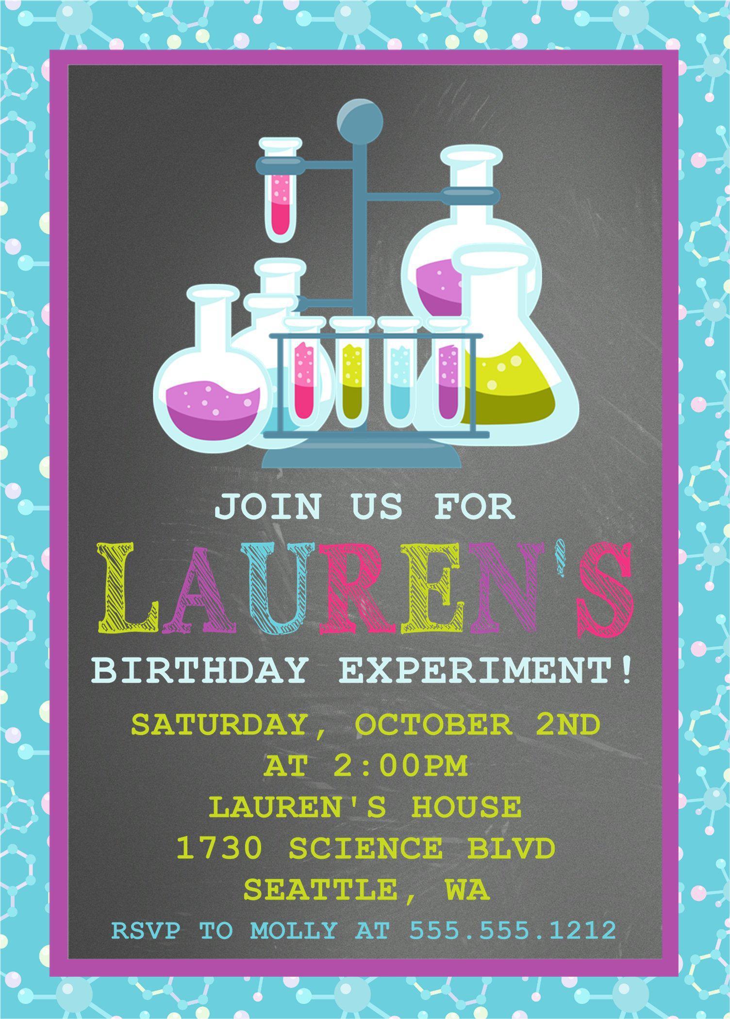 Science Birthday Party Invitations