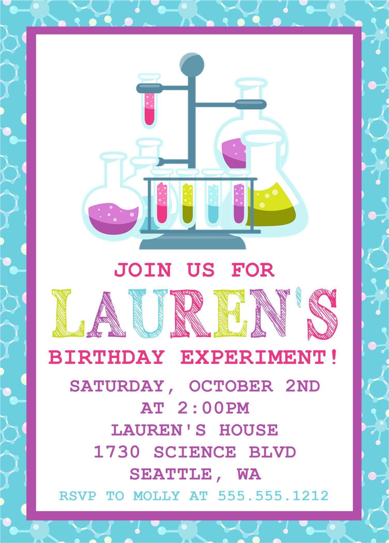 Science Birthday Party Invitations