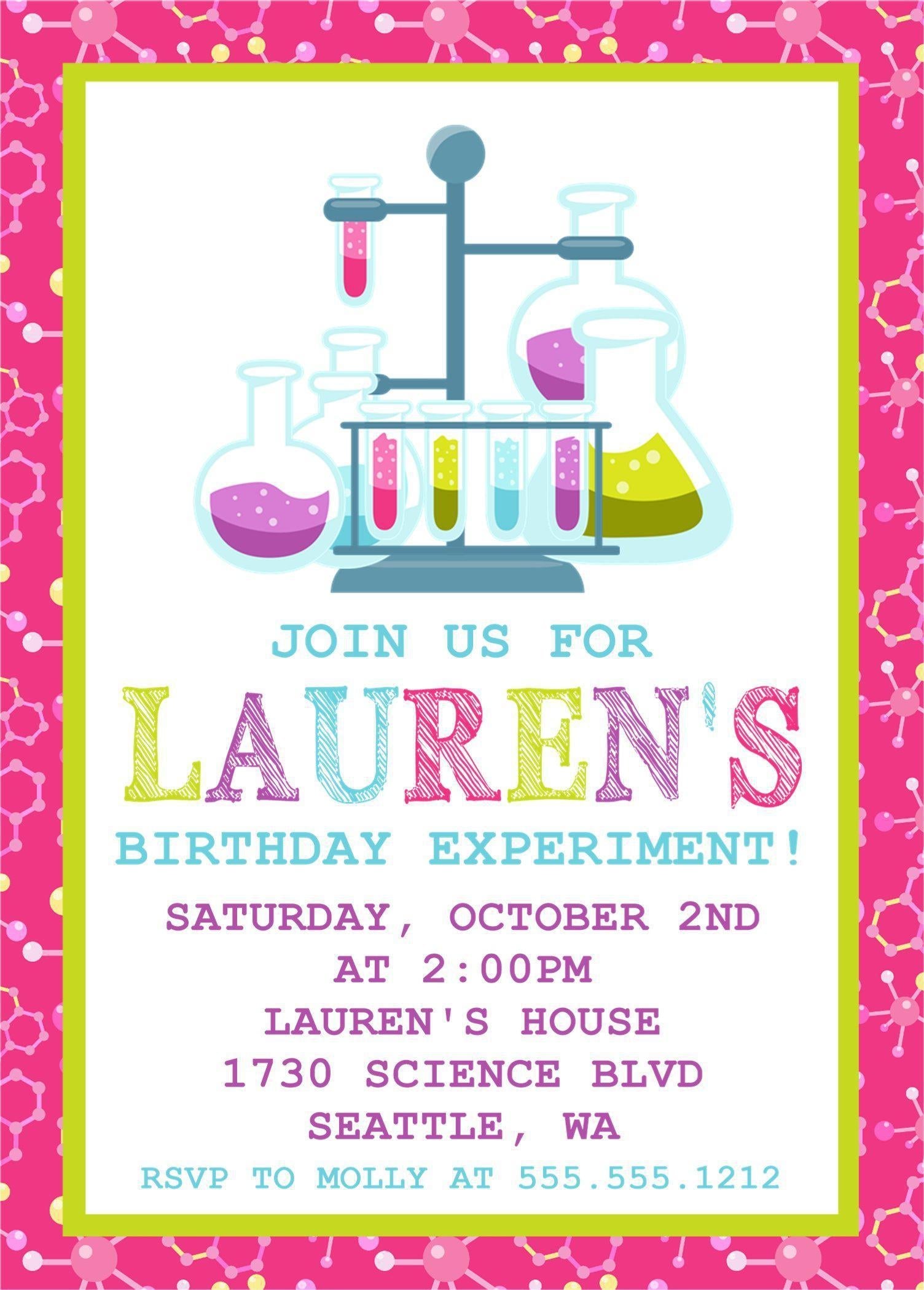 Science Birthday Party Invitations