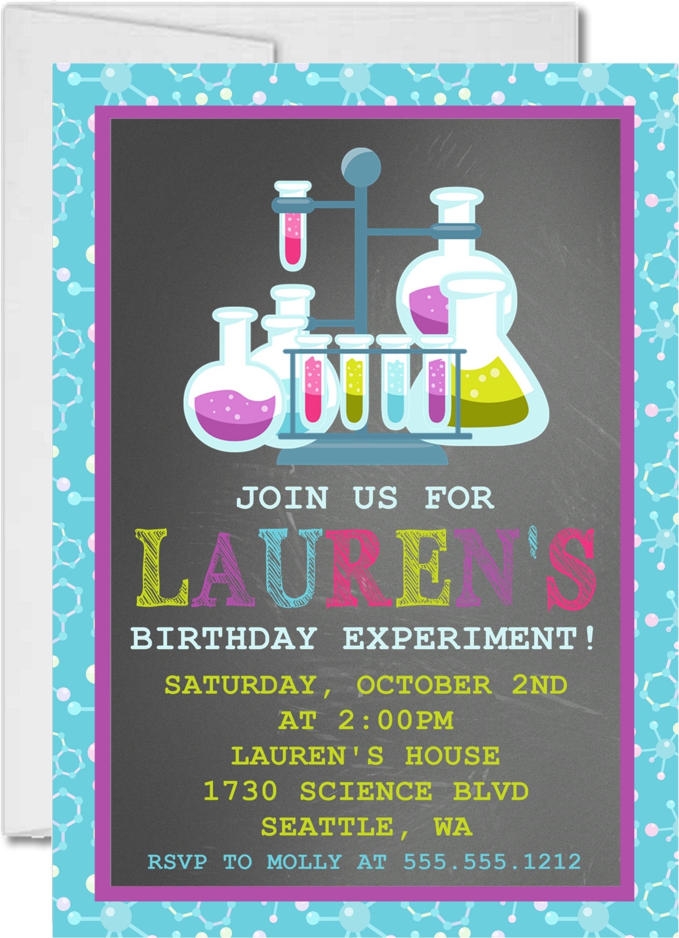 Science Birthday Party Invitations