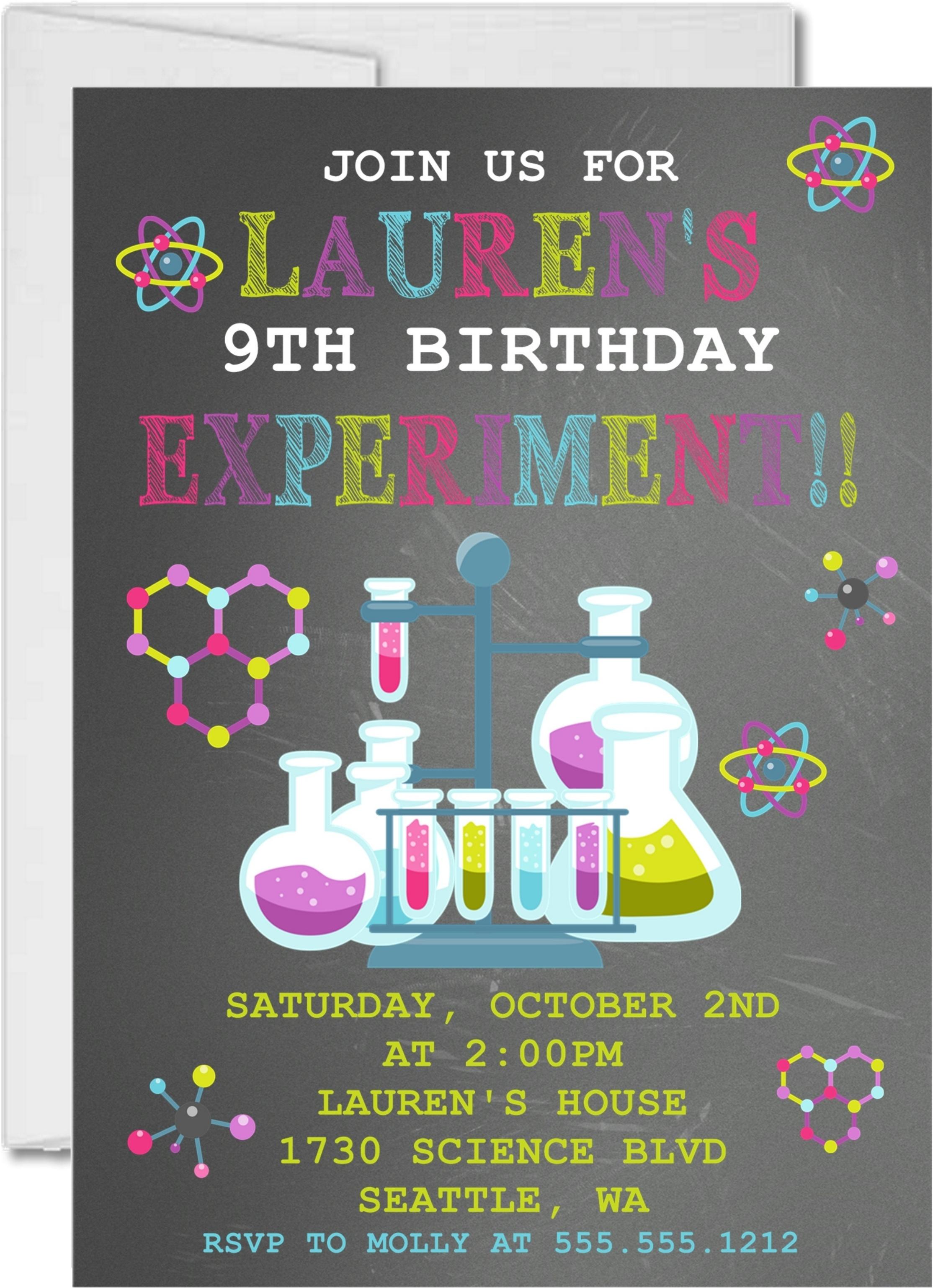 Science Birthday Party Invitations