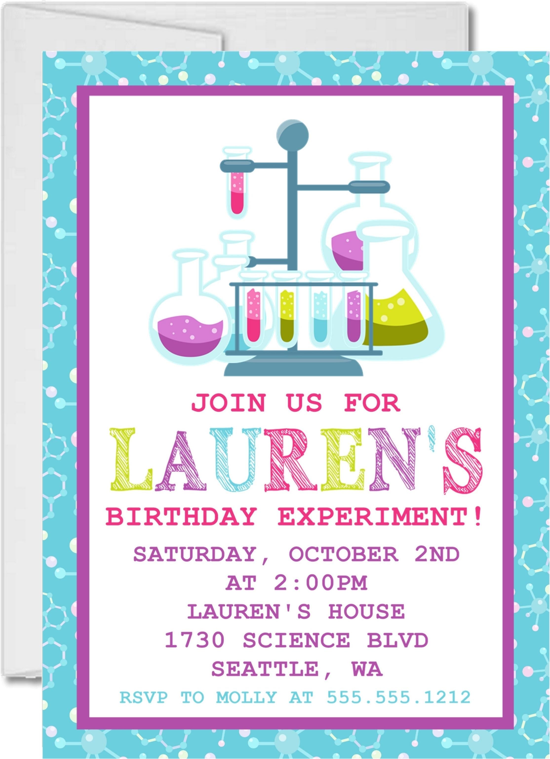 Science Birthday Party Invitations