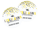 Sheet of yellow and grey graduation stickers – confetti style look