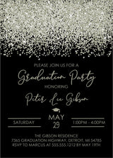 Silver And Black Graduation Party Invitations