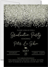 Silver And Black Graduation Party Invitations