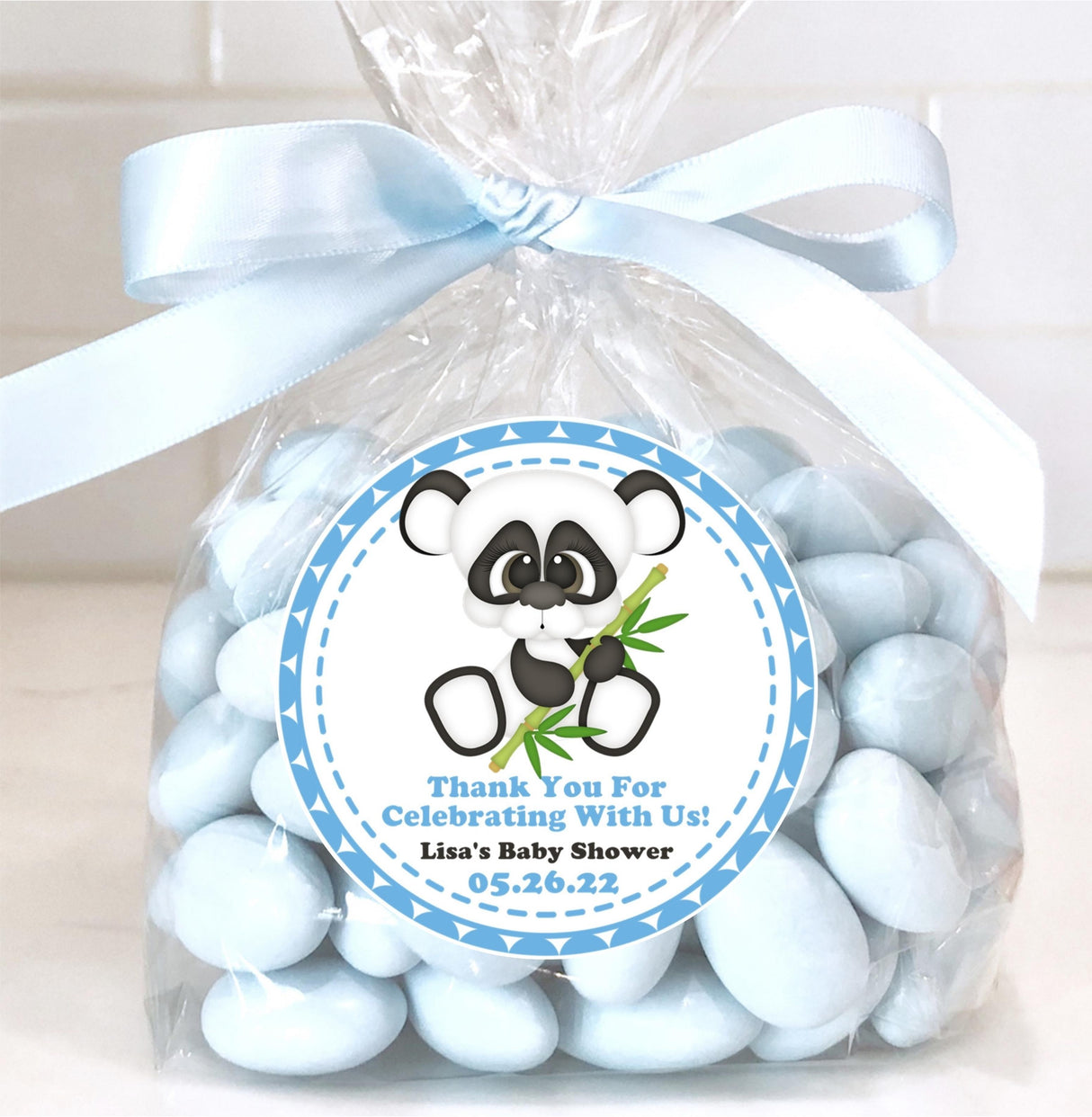 Simple panda baby shower sticker for party favors