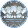 Single and twin elephant baby shower stickers for favors