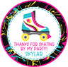Skating birthday party favor sticker with bright colors