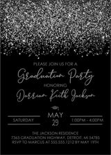 Slate Grey And Black Graduation Party Invitations