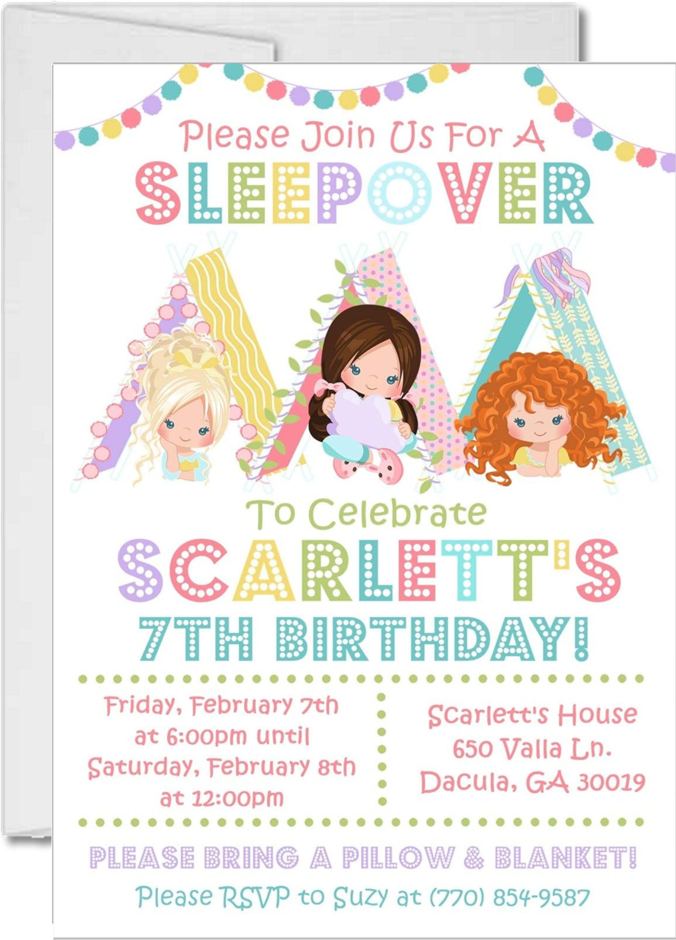 Sleepover Pajama Birthday Party Invitations